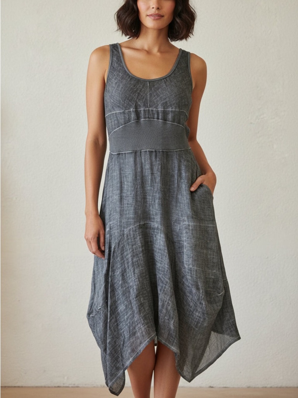 Inizio Linen Magic Lyric Dress - Indigo Blue, Women's S - Picture 7 of 9